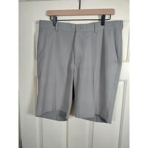 Louis Raphael Golf Shorts Mens 34 Gray Flat Front Polyester Perf 10" Inseam